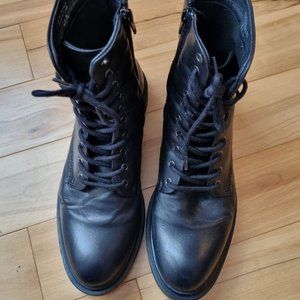 Women's Leather Lace Up Black Boots (Floyd from Little Burgundy)